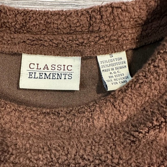 VTG 90s Crewneck Granny Fleece Quilted Patched Fall Harvest Brown Sweater Size S - Picture 3 of 8